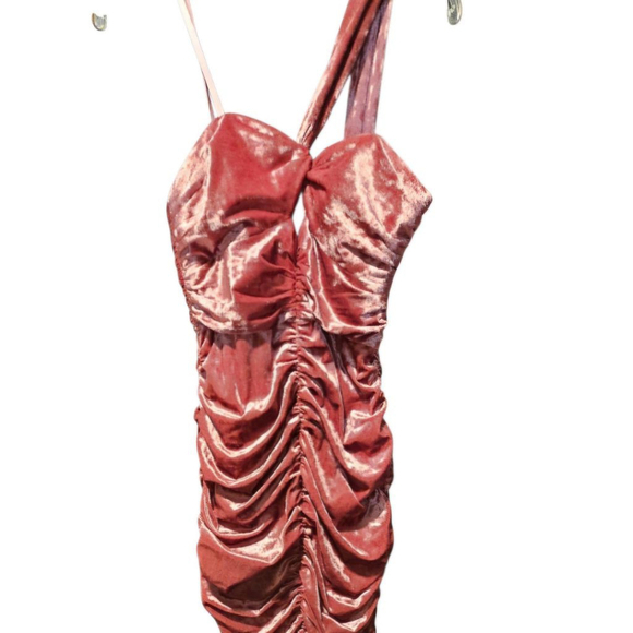 Black By BARIANO Dusty ROSE Velvet Maxi Dress Size 6 - Picture 7 of 8